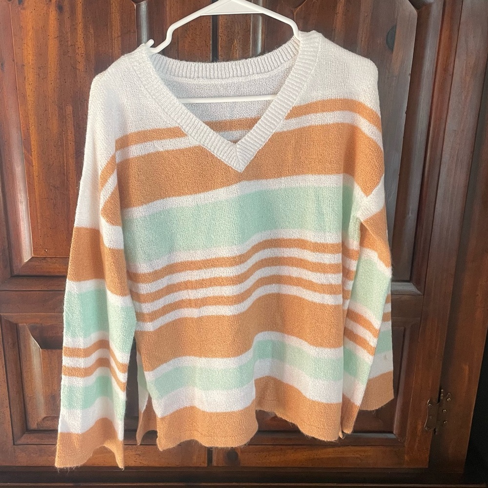Artsal Striped V-Neck Sweater